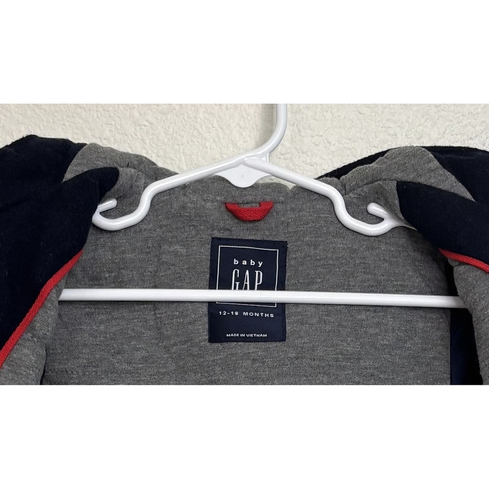 Baby Gap Girl Boy  Navy Peacoat Hood Toggle Snap  Wool Blend  12-18 mo Preppy - Picture 4 of 12